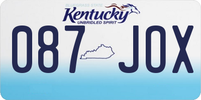 KY license plate 087JOX