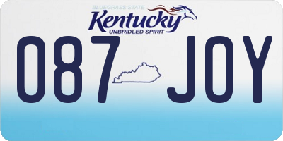 KY license plate 087JOY