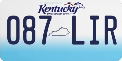 KY license plate 087LIR
