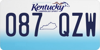 KY license plate 087QZW