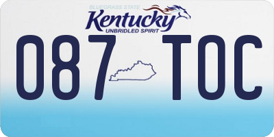 KY license plate 087TOC