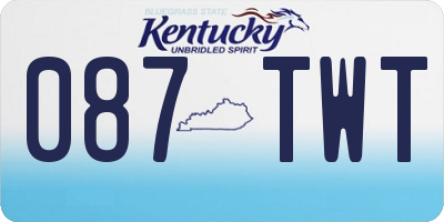 KY license plate 087TWT