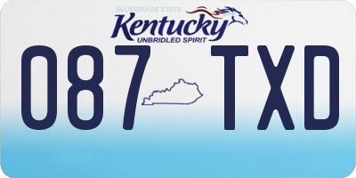 KY license plate 087TXD