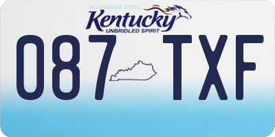 KY license plate 087TXF
