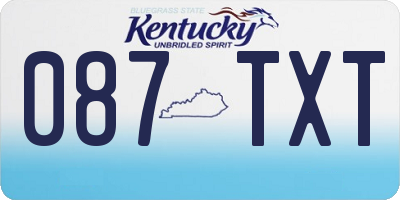 KY license plate 087TXT