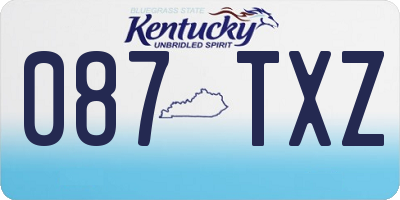 KY license plate 087TXZ
