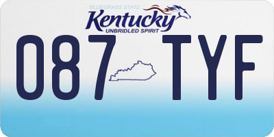 KY license plate 087TYF