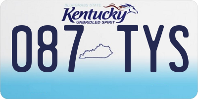 KY license plate 087TYS