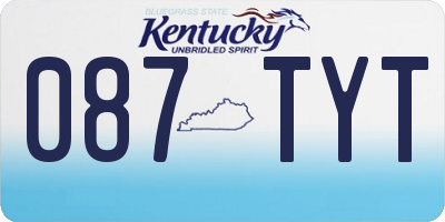KY license plate 087TYT