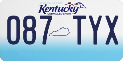 KY license plate 087TYX