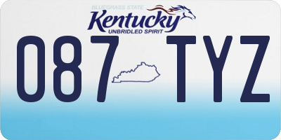 KY license plate 087TYZ