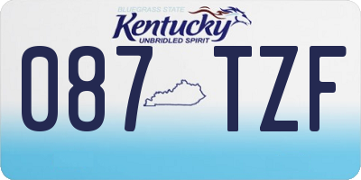 KY license plate 087TZF