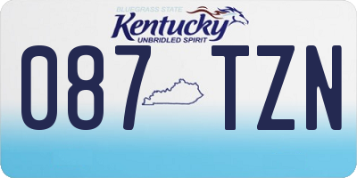 KY license plate 087TZN