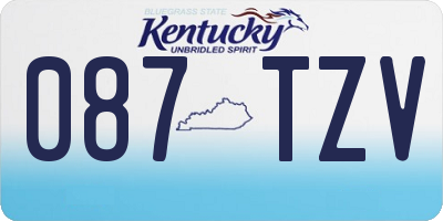 KY license plate 087TZV