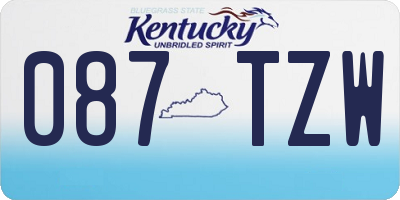 KY license plate 087TZW