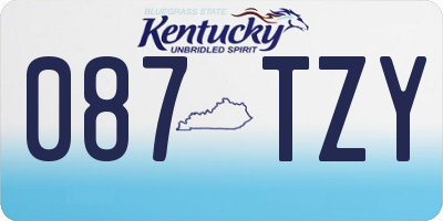 KY license plate 087TZY