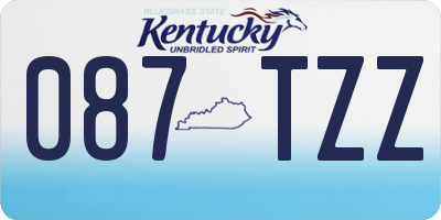 KY license plate 087TZZ