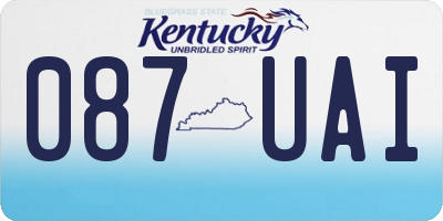 KY license plate 087UAI