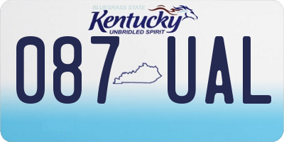 KY license plate 087UAL