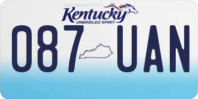 KY license plate 087UAN