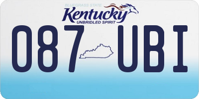 KY license plate 087UBI