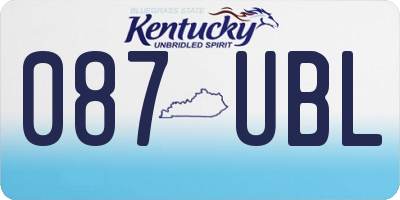 KY license plate 087UBL