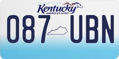 KY license plate 087UBN