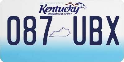 KY license plate 087UBX