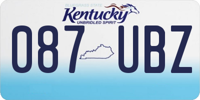 KY license plate 087UBZ