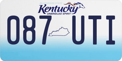 KY license plate 087UTI