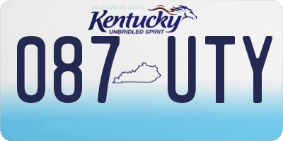 KY license plate 087UTY
