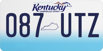 KY license plate 087UTZ