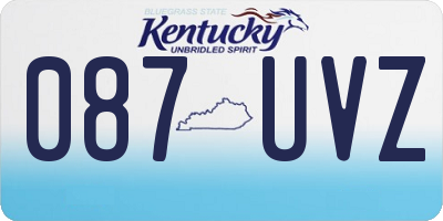 KY license plate 087UVZ