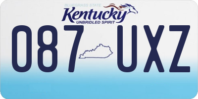 KY license plate 087UXZ