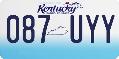 KY license plate 087UYY