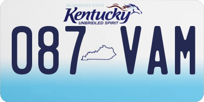 KY license plate 087VAM