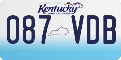 KY license plate 087VDB