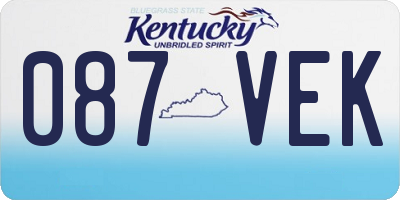 KY license plate 087VEK