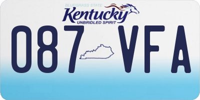 KY license plate 087VFA