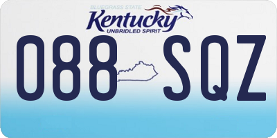 KY license plate 088SQZ