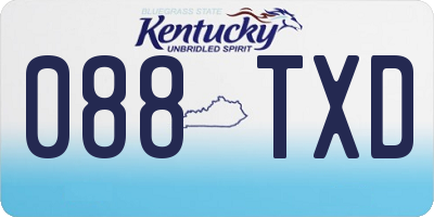 KY license plate 088TXD