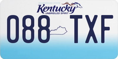 KY license plate 088TXF