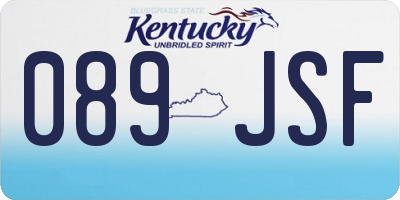 KY license plate 089JSF