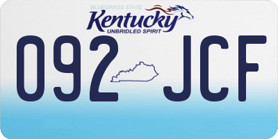 KY license plate 092JCF