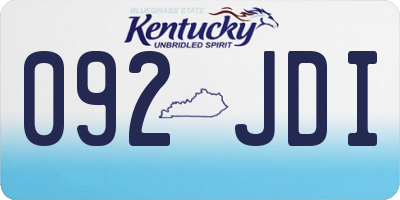 KY license plate 092JDI