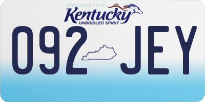 KY license plate 092JEY