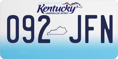 KY license plate 092JFN