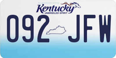 KY license plate 092JFW