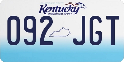 KY license plate 092JGT