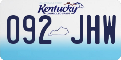 KY license plate 092JHW